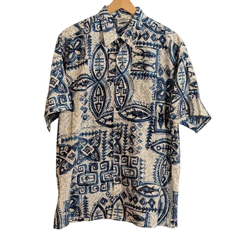 Ron Jon Shirt Hawaiian Floral Tropical Cotton Short Sleeve